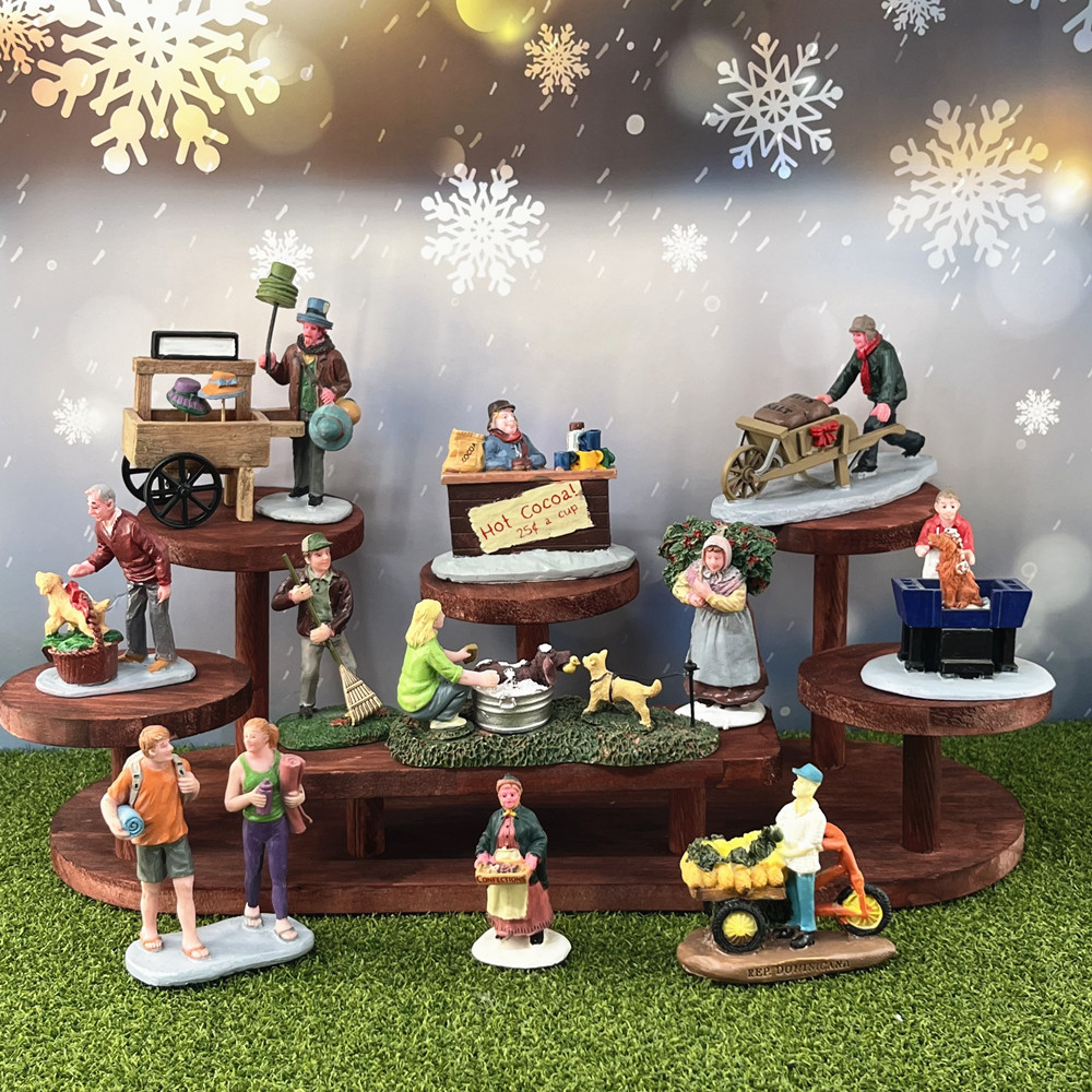 Vintage Collectible Market - Vintage Christmas Village Figurine Set, Resin