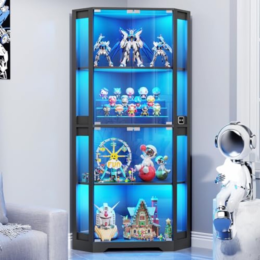 Lighted Corner Display Cabinet - Collectible & Vintage Dolls For Halloween review and price